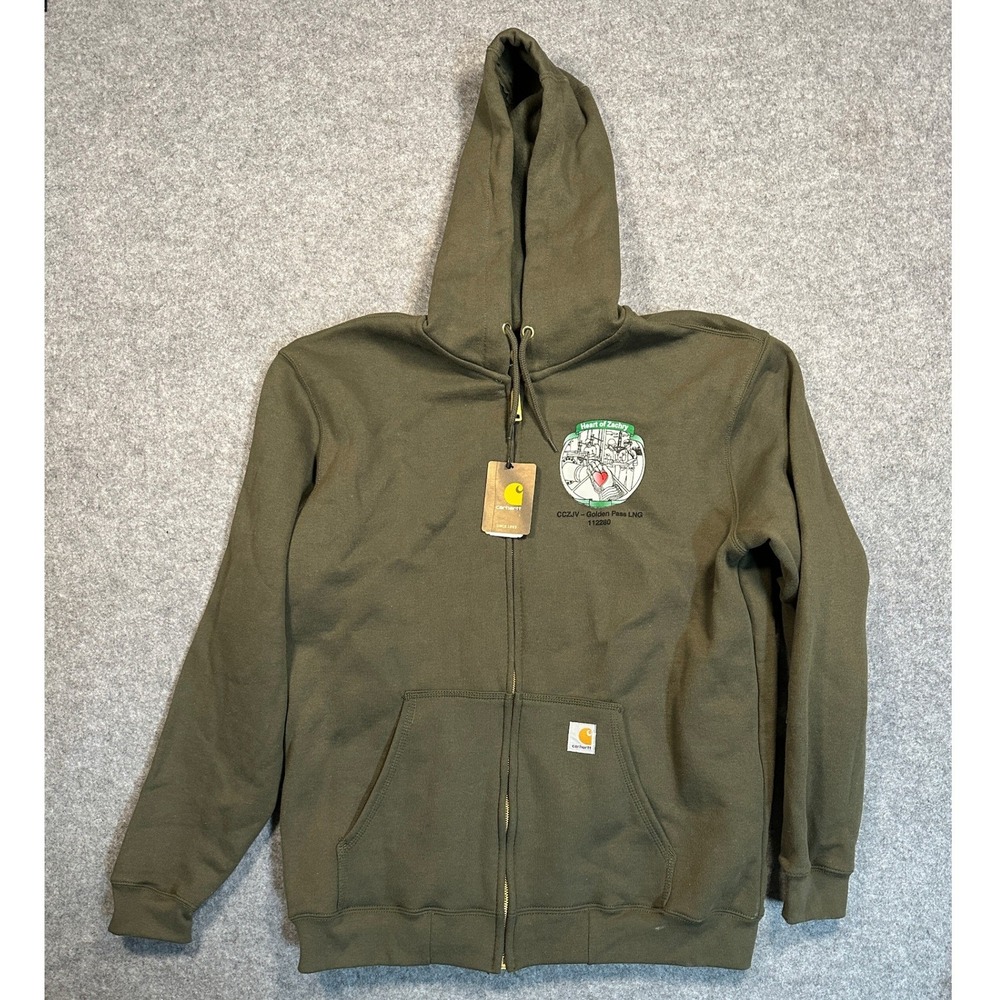Carhartt Midweight Full-Zip Hoodie Large Olive Green Heart of Zachry Graphic
